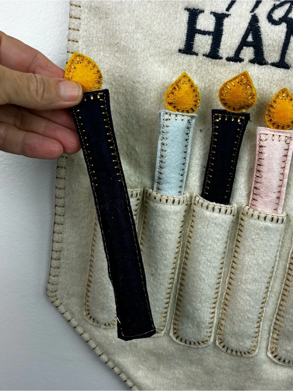 Hanukkah Felt 8 Days Wall Hanging Removeable Candles!